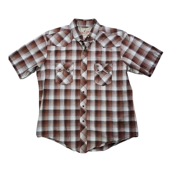 Vintage Wrangler Short-Sleeve Pearl-Snap Plaid Western Shirt – Size S, Retro - Picture 2 of 9